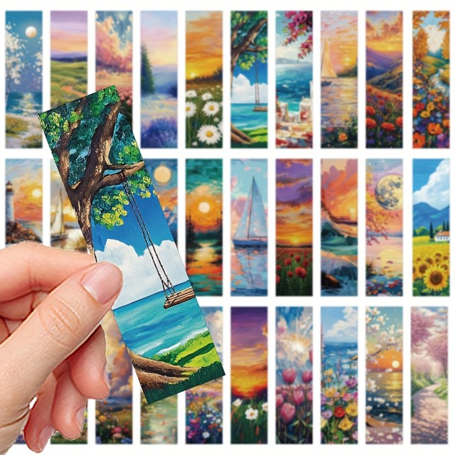 Komplet 30 knjižnih kazal z motivom oljnih slik