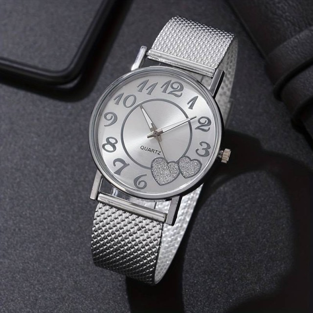 5 delni komplet v srebrni barvi, ura in nakit