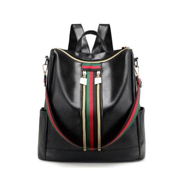 Nahrbtnik črn usnjen 