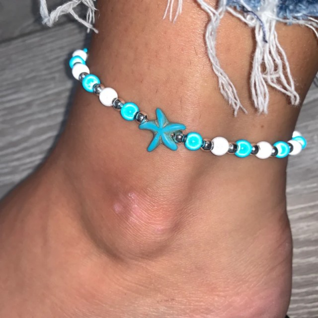 Modra zapestnica za nogo z morsko zvezdico