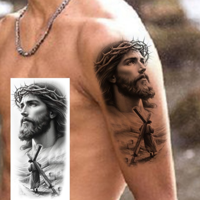 Začasna tattoo nalepka Jezusov krščanski križ