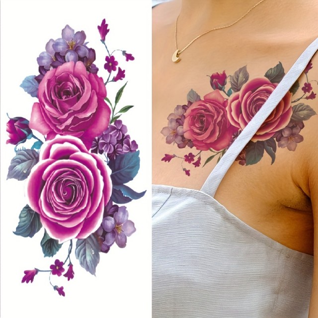 Vodoodporna začasna tetovaža cvetočih rož