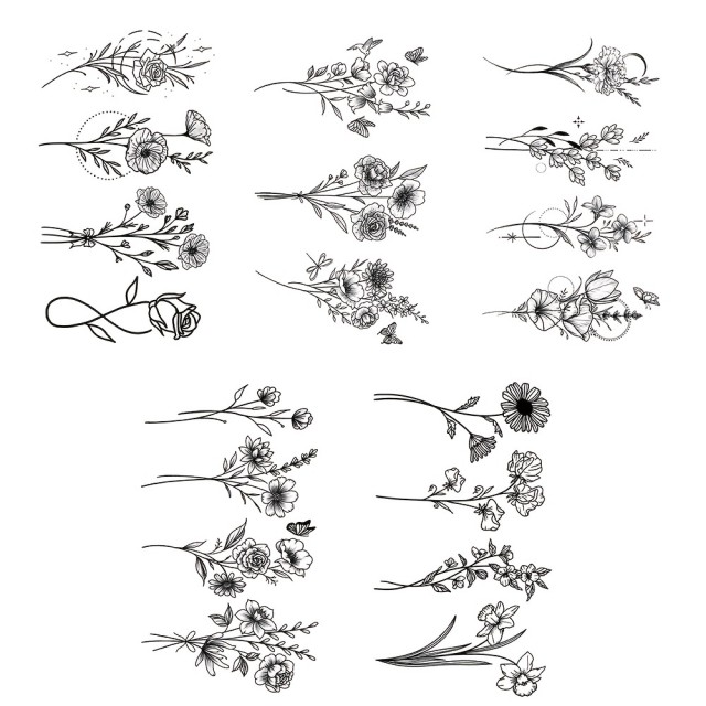 Začasna tetovaža z motivom manjših rož