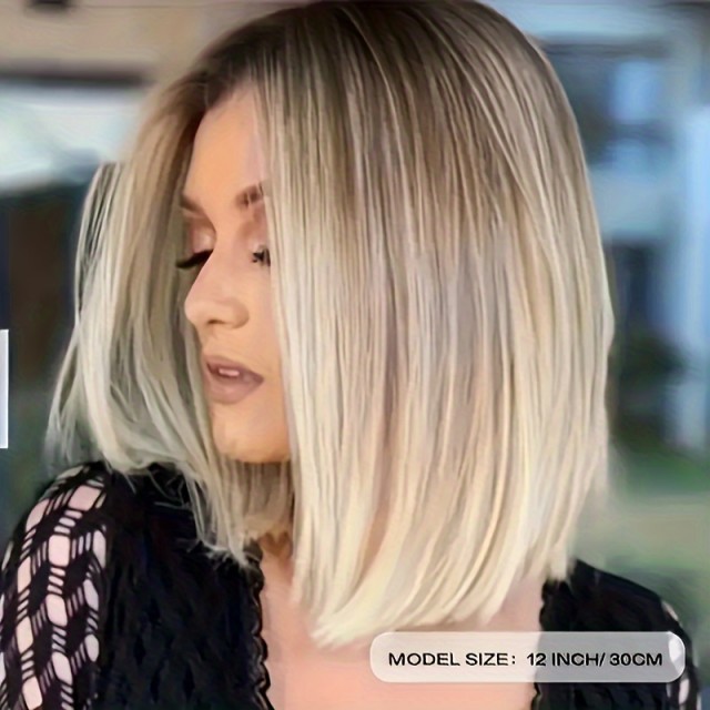 Šik ženska ombre bob lasulja rjavo-blont