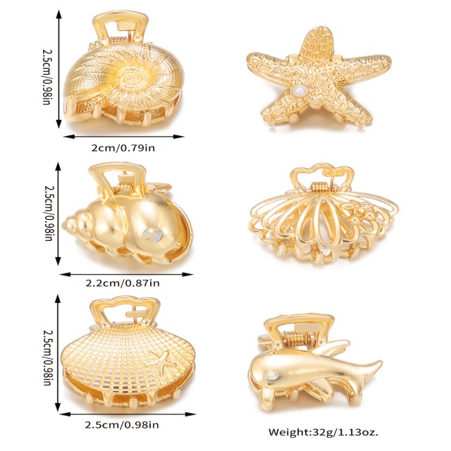 Komplet 6 mini zlatih poletnih sponk za lase 