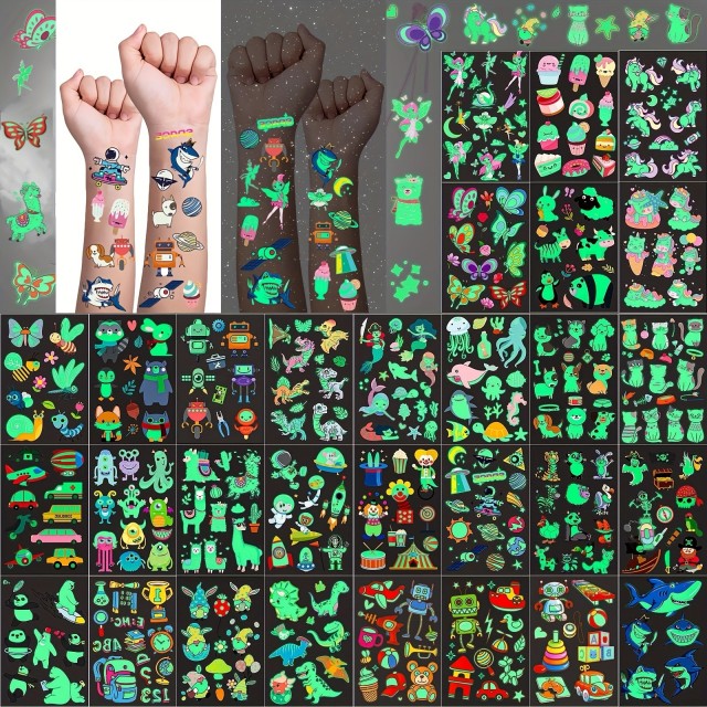 Komplet 30 svetlečih začasnih tetovaž za otroke