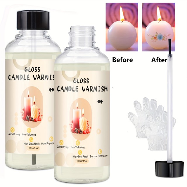 Sijajni lak za sveče 2x100ml z zaščitnimi rokavicami 