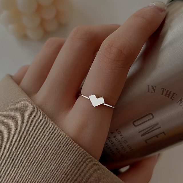 Komplet 2 preprostih odprtih prstanov z motivom srca