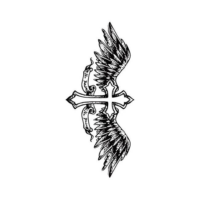 Začasna moška tatu nalepka angelski križ