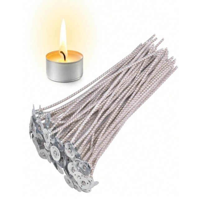 Komplet 50 bombažnih stenjev za sveče 15cm