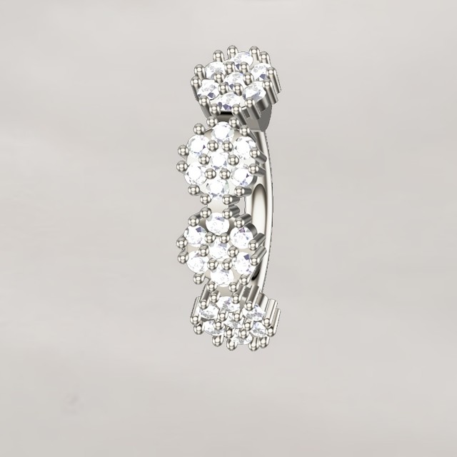 Bleščeči piercing za popek s štirimi kristalčki 