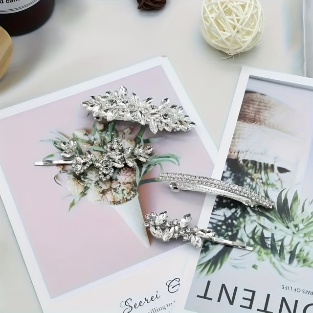 Elegantne kristalne sponke za lase – komplet štirih 