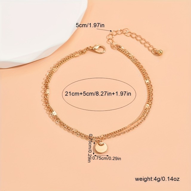 Dvojna zapestnica za nogo z obeskom krogca 2 barvi