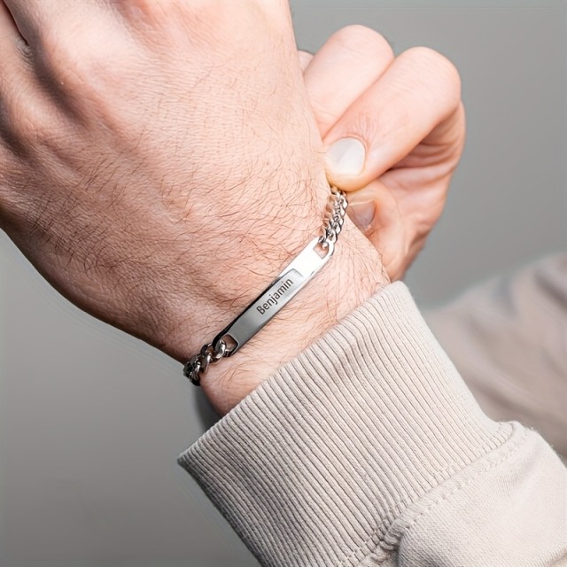 Moška personalizirana zapestnica v kubanskem stilu z gravuro po želji