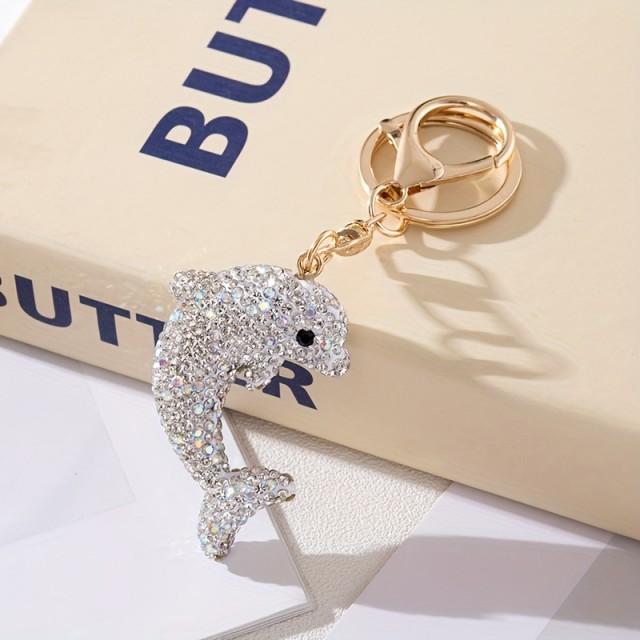 Bleščeč obesek za ključe – Delfin s kristalčki