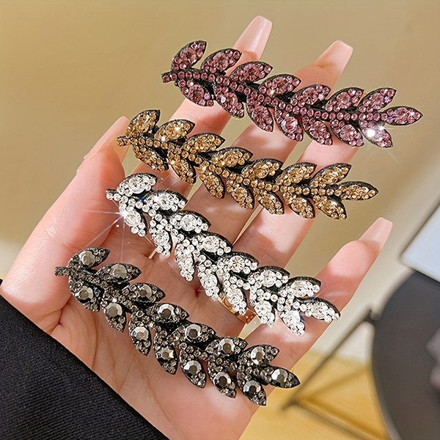 Paket 4 sponk za lase z elegantnim dizajnom listov