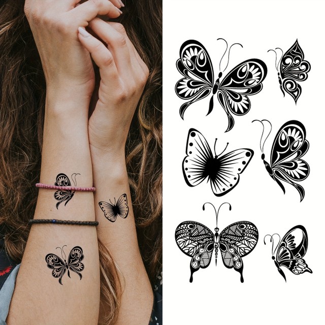 163 tattoo nalepk z vzorcem črnega metulja