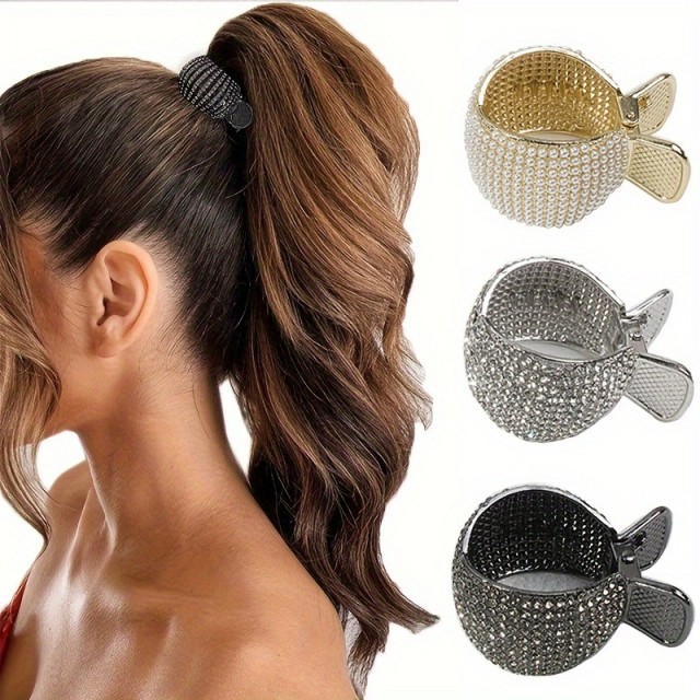 Komplet 3 elegantnih bleščečih sponk za lase z okrasnimi kamenčki