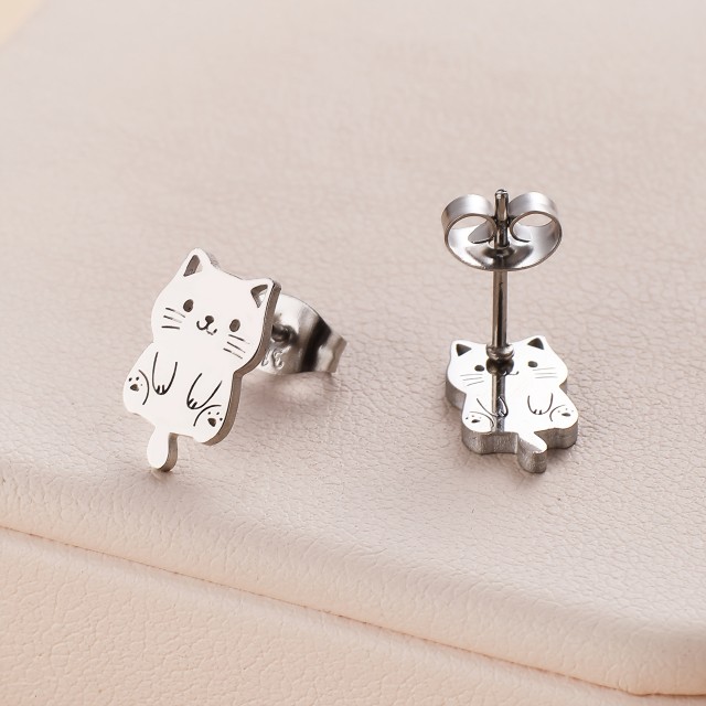 Simpatični uhani mucke nerjaveče jeklo