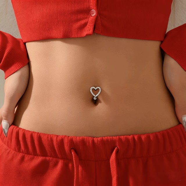 Piercing za popek v obliki srca iz nerjavečega jekla