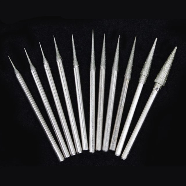 Diamantni brusni nastavki – set 11 kosov, 0,5 mm–4 mm