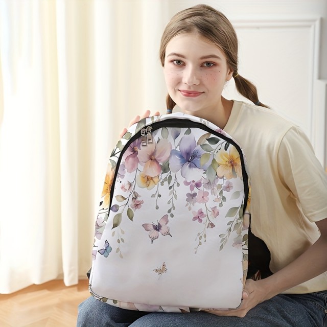 Eleganten nahrbtnik s cvetličnim vzorcem in metulji