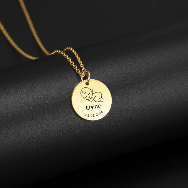 Personalizirana ogrlica nerjaveče jeklo 316 L z gravuro dojenčka