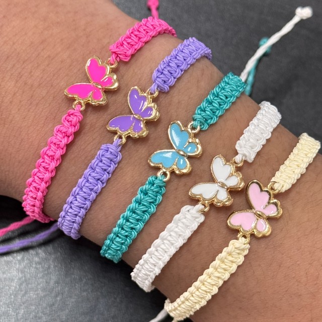 5 delni set pisanih zapestnic z metuljčki 