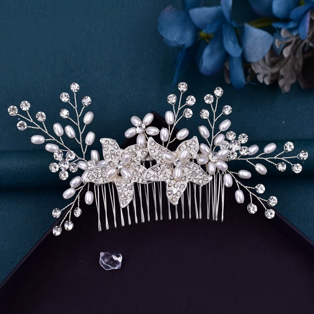 Elegantni poročni glavnik v srebrni barvi