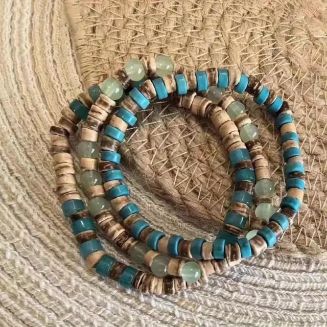 Komplet 3 moških zapestnic iz naravnega kamna in lesa s kokosovo lupino