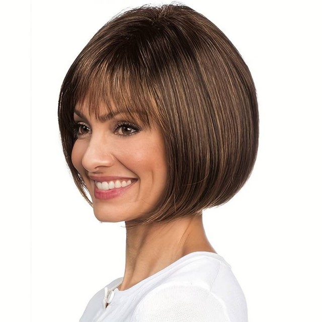 Srednja ženska lasulja v bakreno rjavi barvi