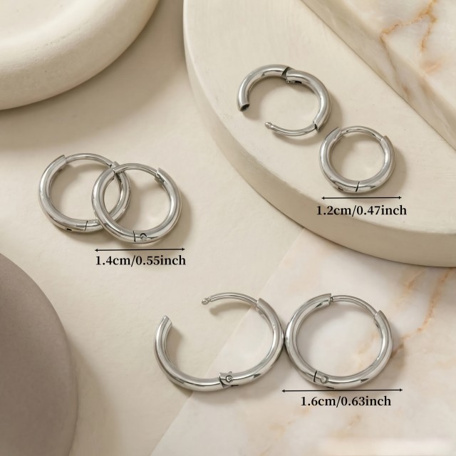 Komplet 3 parov okroglih uhanov