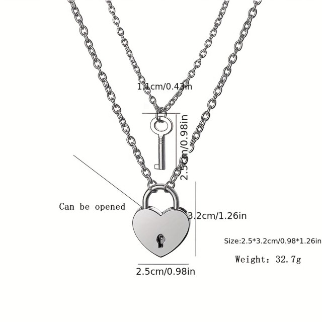 Komplet dveh personaliziranih ogrlic s ključavnico ključem in osebno gravuro