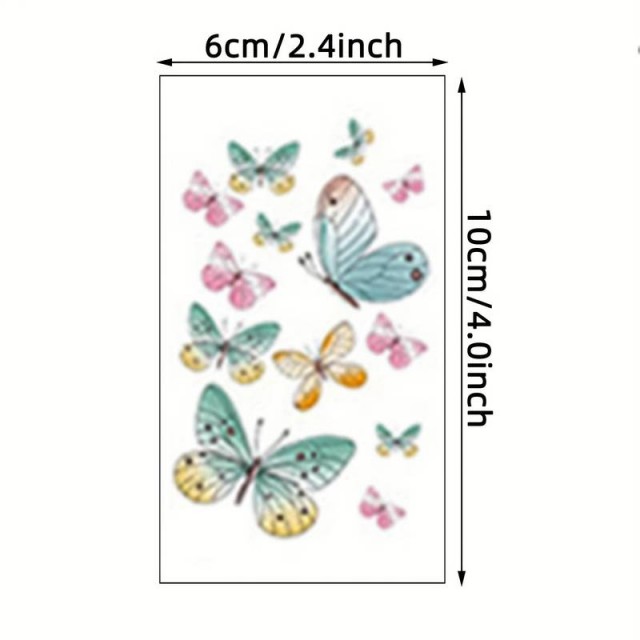 Komplet 30 začasnih tatu nalepk rožnati metulji X-01