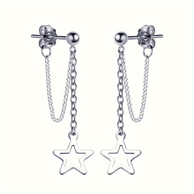 Elegantni uhani s ketnico in zvezdicami