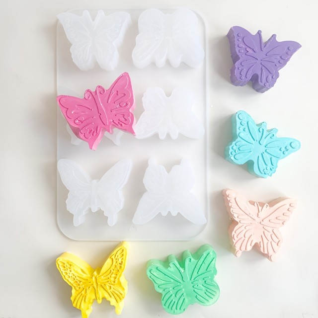 Silikonski kalup za sveče ali milo s 6 različnimi metulji 
