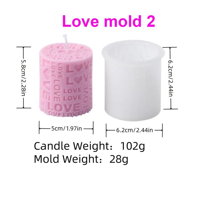 Silikonski kalup za sveče – LOVE s srčki