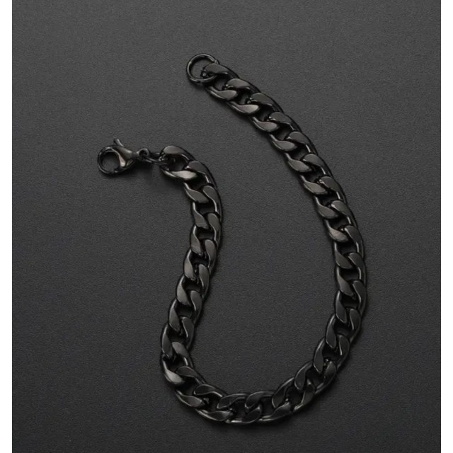 Črna moška zapestnica z verigo
