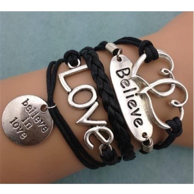 Zapestnica črna pletena Believe