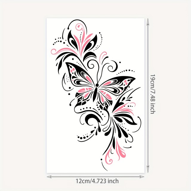 Vodoodporna tatu nalepka s 3D motivom metuljev