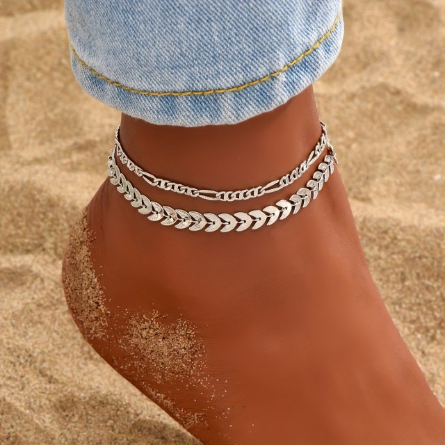 Komplet 2 kosov preprostih verižic za gležnje