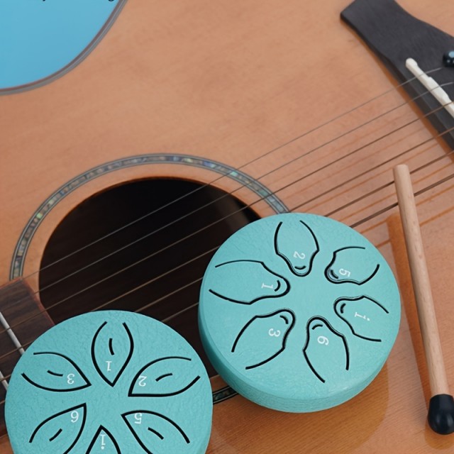 Komplet mini 6-tonskega bobna s palico za meditacijo črne barve