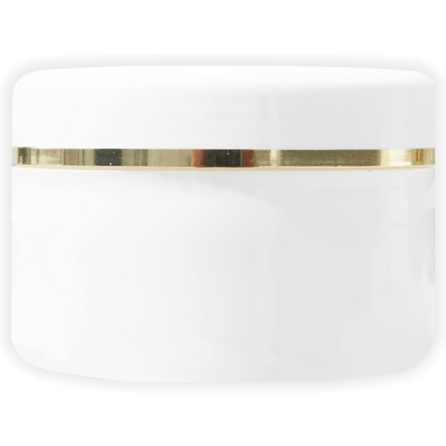 Bela plastična kozmetična posodica s kupolastim pokrovom 100ml