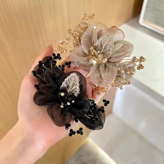 Komplet 2 čudovitih elastik za lase z rožo