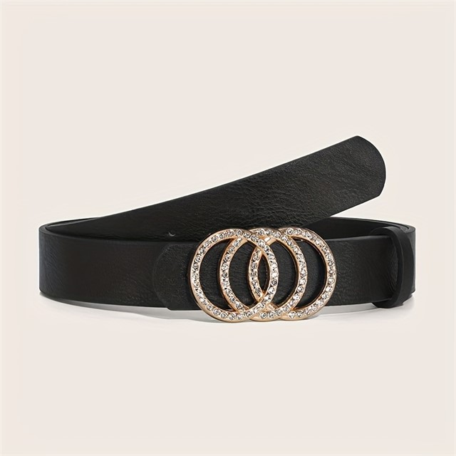 Ženski pas s trojno okroglo zaponko in kristalčki 2 barvi