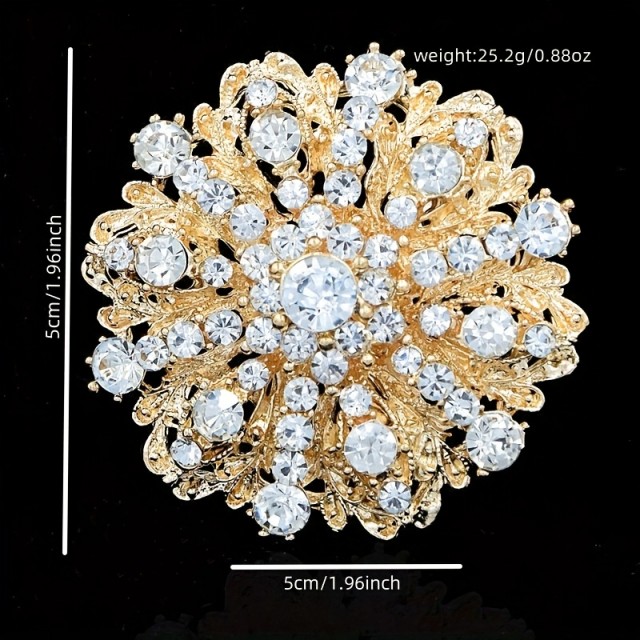 Elegantna kovinska broška s kamenčki 2 barvi