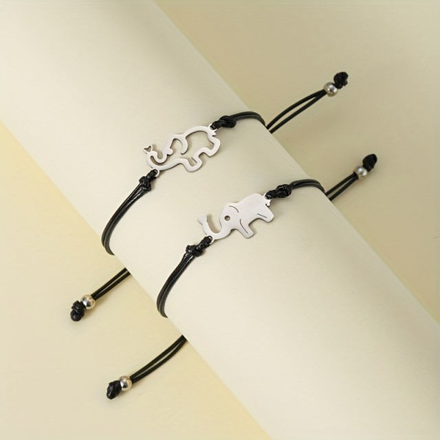 Komplet dveh zapestnic s sloni in posvetilom za mami in hči