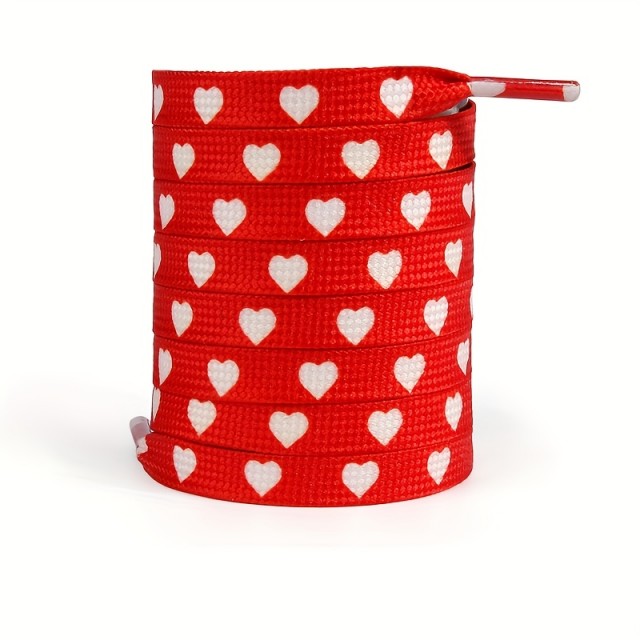 Športne vezalke z belimi srci 120cm rdeče ali črne 