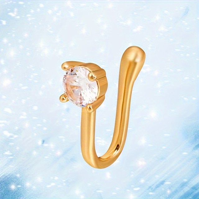 Fake uhan za nos v zlati barvi s cirkonom