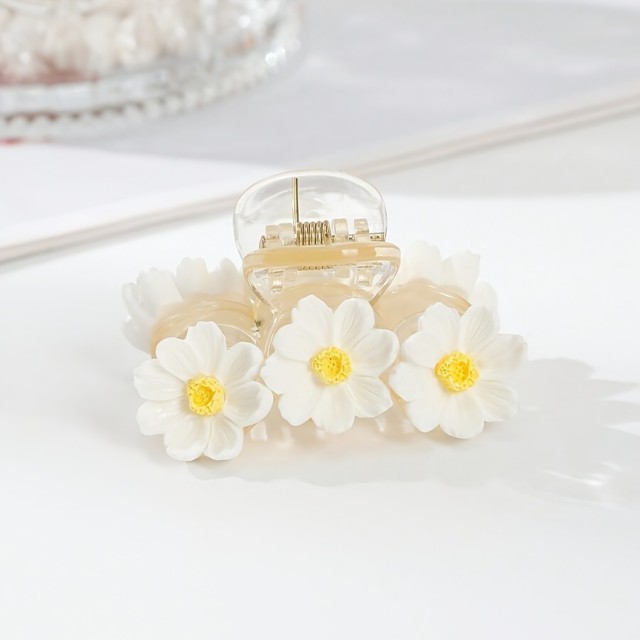 Čudovita plastična sponka za lase s cvetovi marjetic